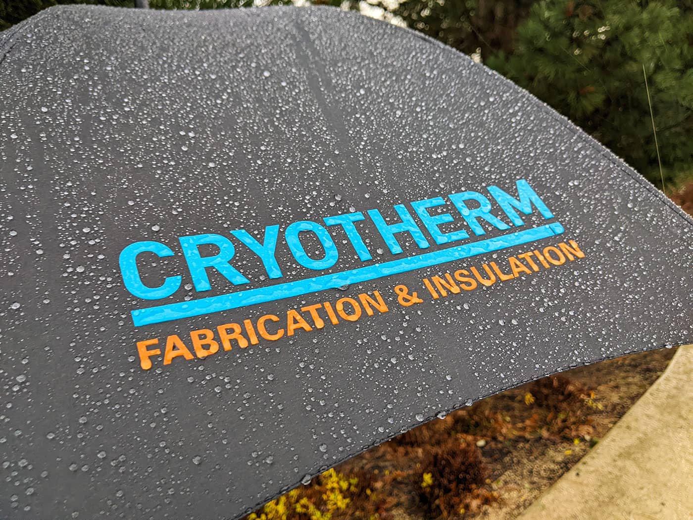 Printed Golf Umbrella close up on logo